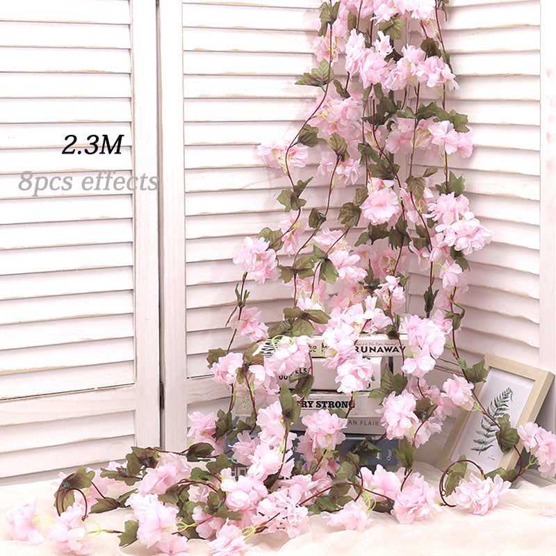 Artificial Sakura Flowers Vine For Wedding Garden Rose Arch Home Party Decoration Bridal Fake Silk