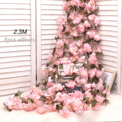 Artificial Sakura Flowers Vine For Wedding Garden Rose Arch Home Party Decoration Bridal Fake Silk