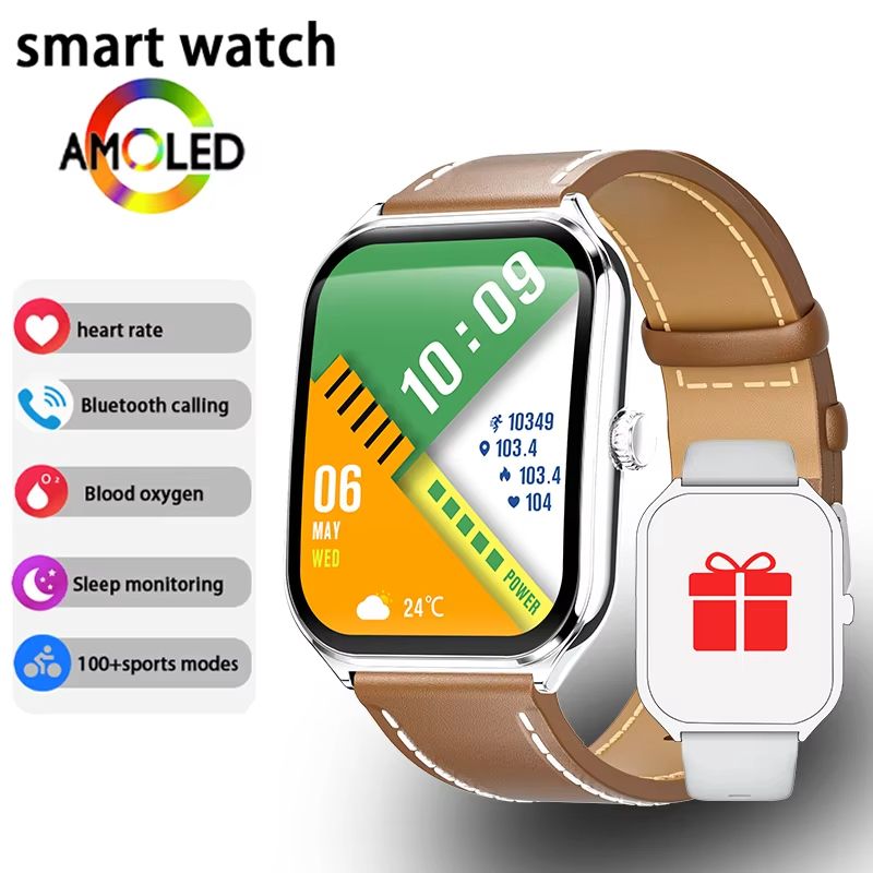 Ultra Thin Smart Watch 196 AMOLED Display  AlwaysOn HD Screen Call Reminder  Fitness Tracking For M 9