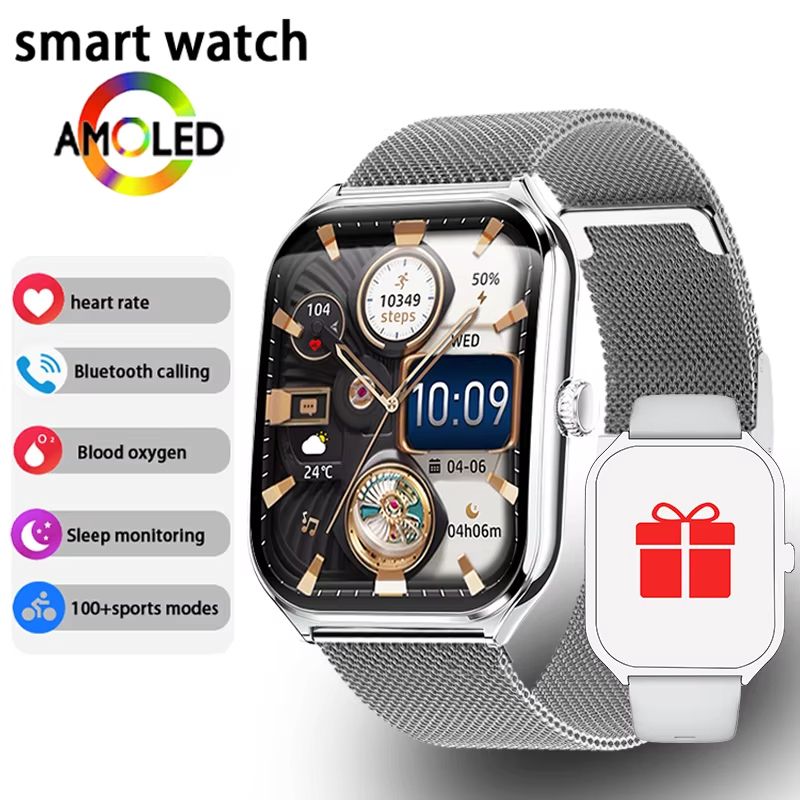 Ultra Thin Smart Watch 196 AMOLED Display  AlwaysOn HD Screen Call Reminder  Fitness Tracking For M 11