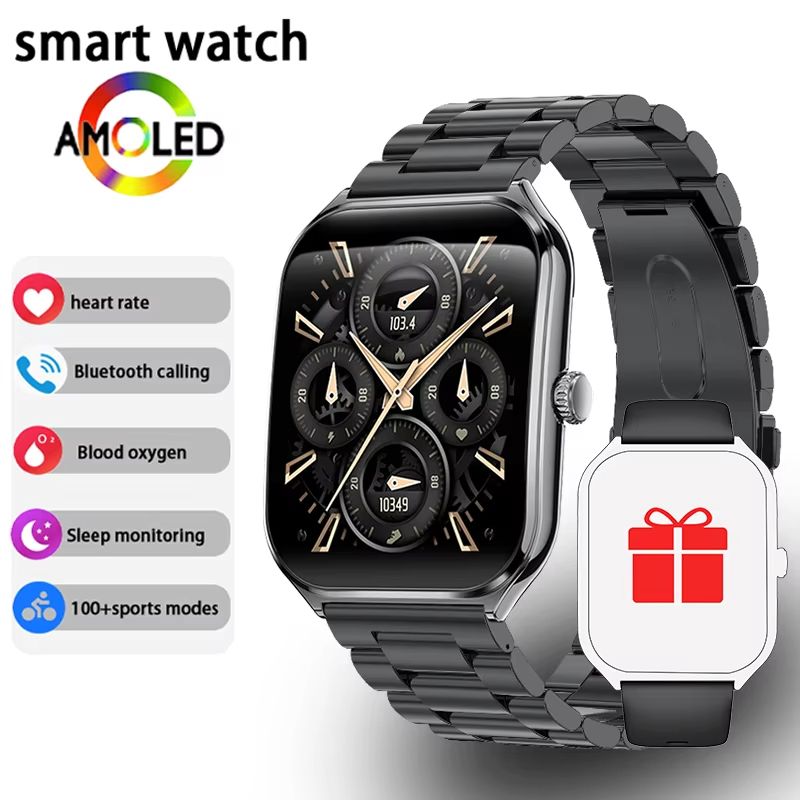 Ultra Thin Smart Watch 196 AMOLED Display  AlwaysOn HD Screen Call Reminder  Fitness Tracking For M 12