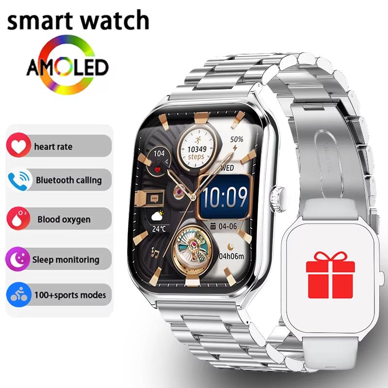 Ultra Thin Smart Watch 196 AMOLED Display  AlwaysOn HD Screen Call Reminder  Fitness Tracking For M 13