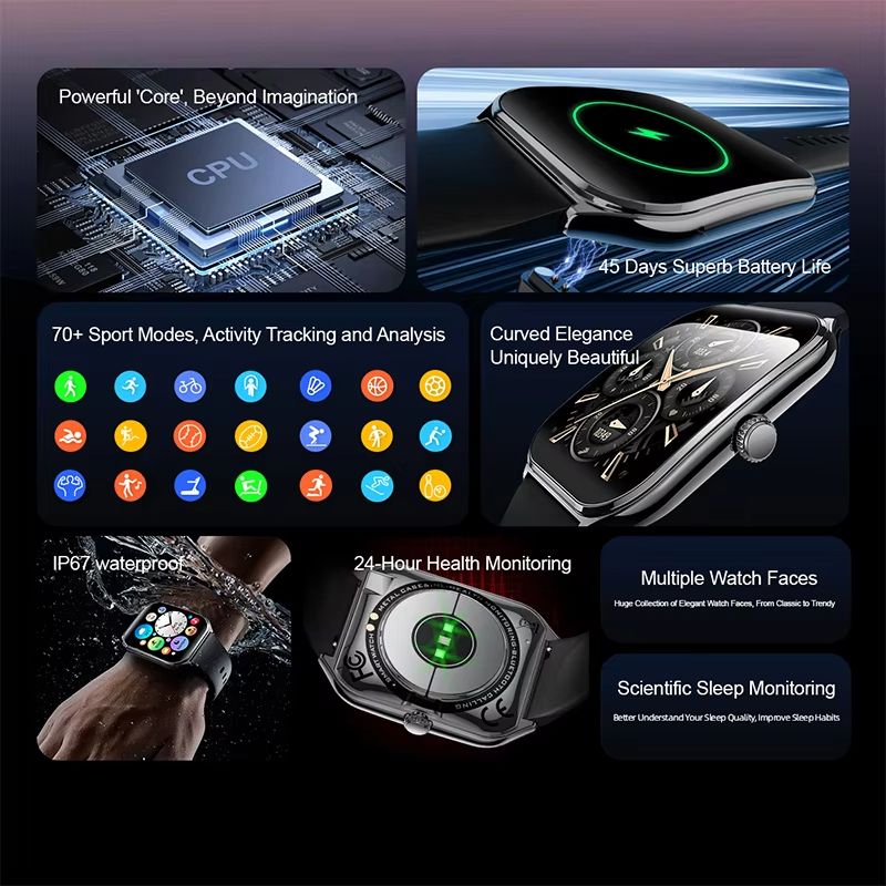 Ultra Thin Smart Watch 196 AMOLED Display  AlwaysOn HD Screen Call Reminder  Fitness Tracking For M 2