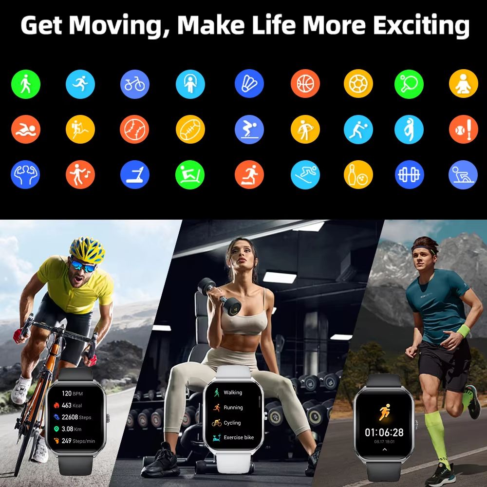 Ultra Thin Smart Watch 196 AMOLED Display  AlwaysOn HD Screen Call Reminder  Fitness Tracking For M 5