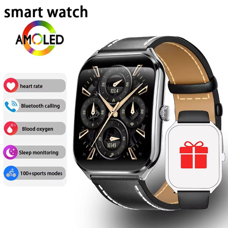 Ultra Thin Smart Watch 196 AMOLED Display  AlwaysOn HD Screen Call Reminder  Fitness Tracking For M 8
