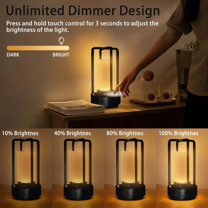 Cordless Table Lamp With Touch Dimming  Rechargeable Retro Metal Light For Bedroom Restaurant Bar A 3