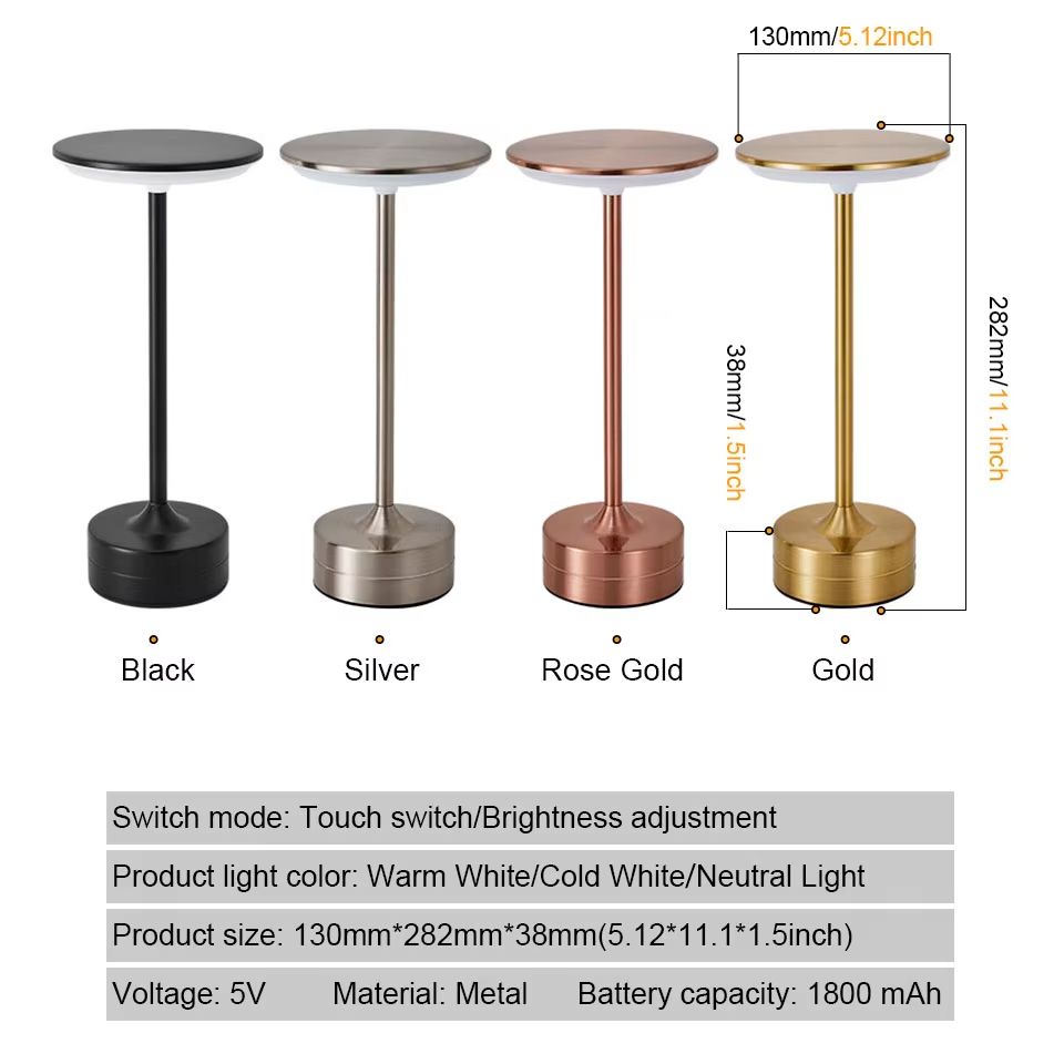 LED Table Lamp With Touch Sensor  Rechargeable Portable Night Light For Bedroom Reading Restaurant  1