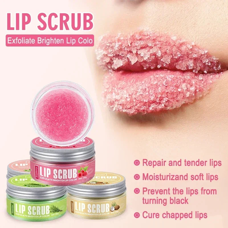 30g Lip Scrub Raspberry Vanilla Coconut, Watermelon Lip Exfoliating Brighten Moisturizing Lip Care, Gift for Women