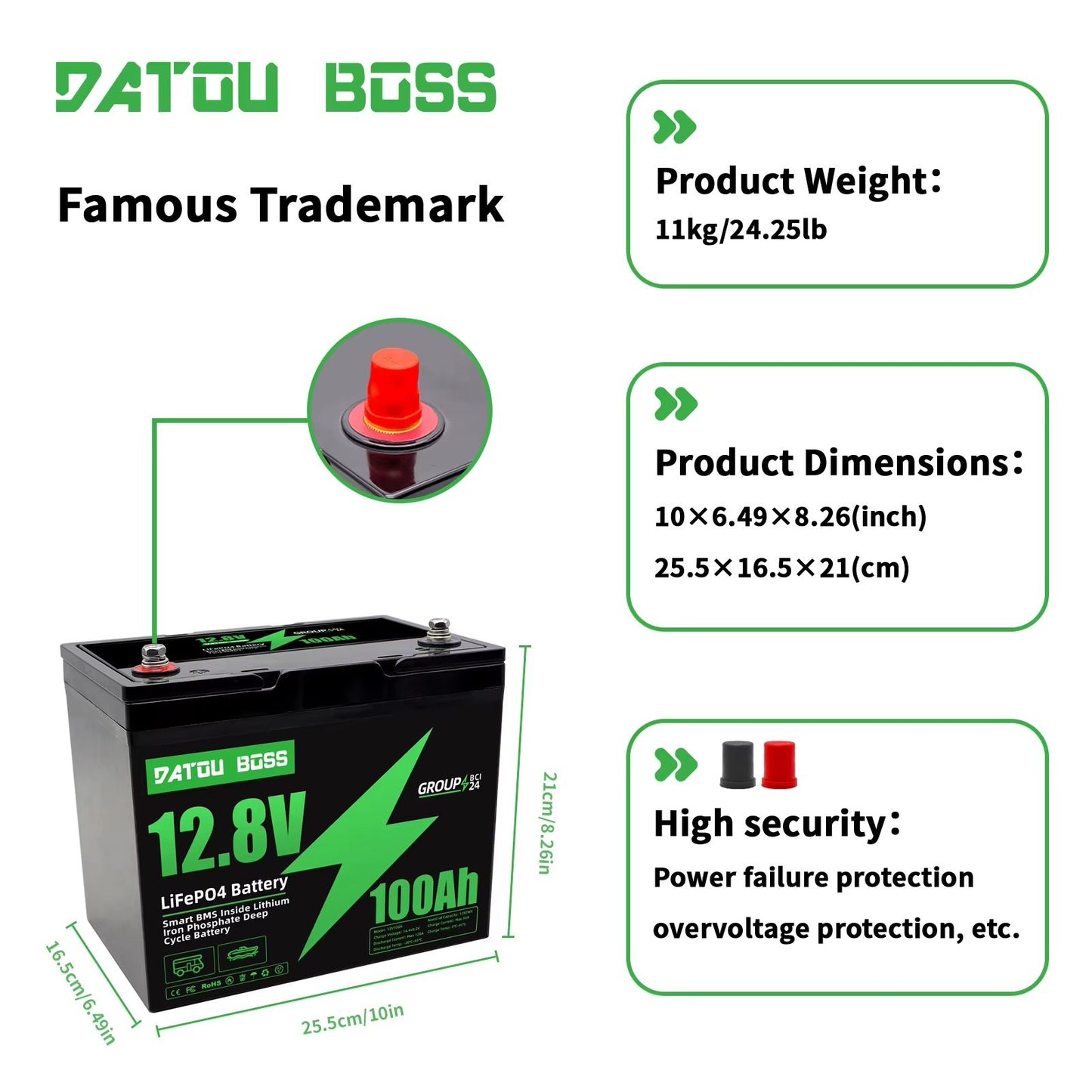 MFUZOP 12V 100Ah LiFePO4 Deep Cycle Battery  LongLasting Power With Builtin BMS  LowTemp Protection