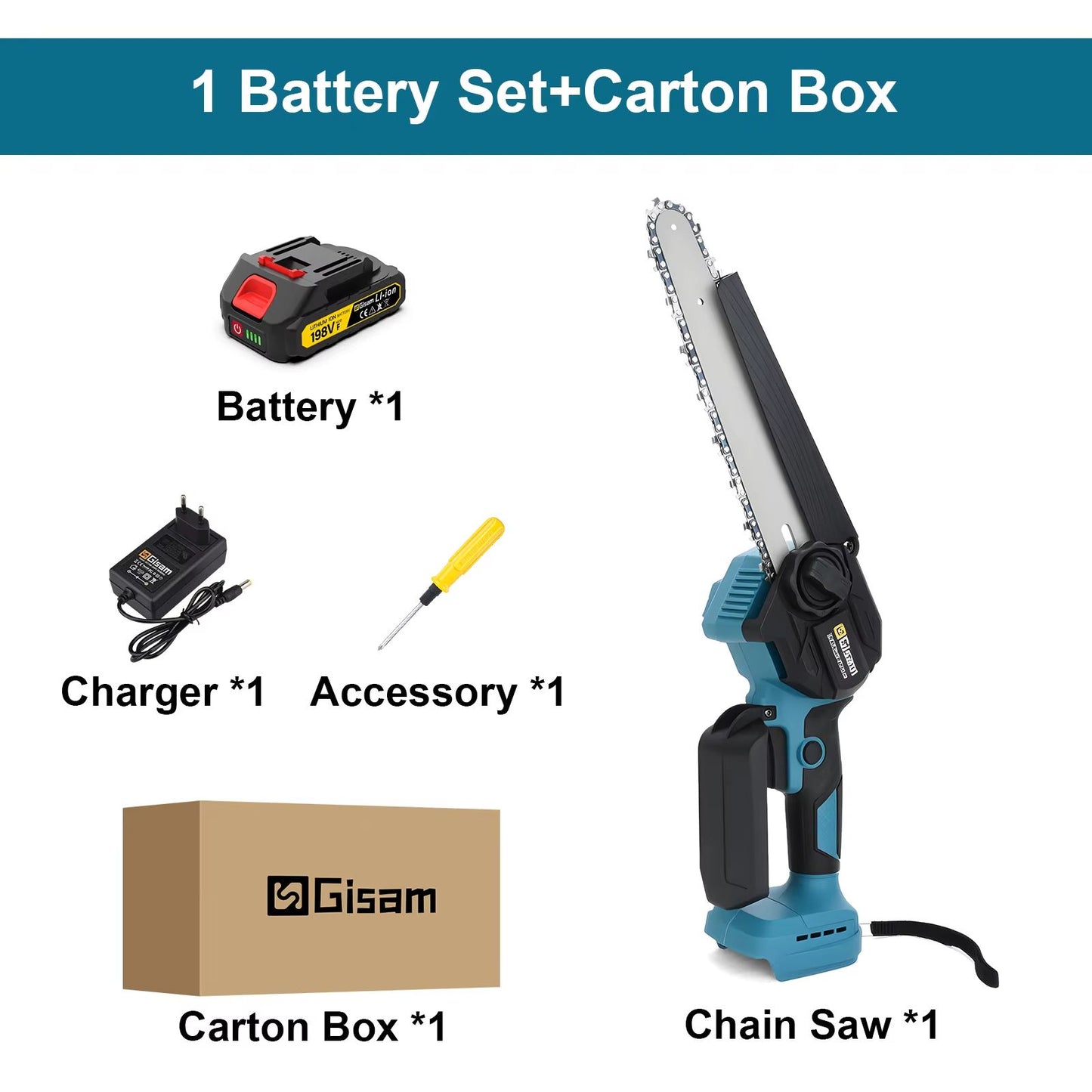 Gisam 8Inch Brushless Cordless Chainsaw  Lightweight Portable Electric Saw Makita 18V Battery Compa 7