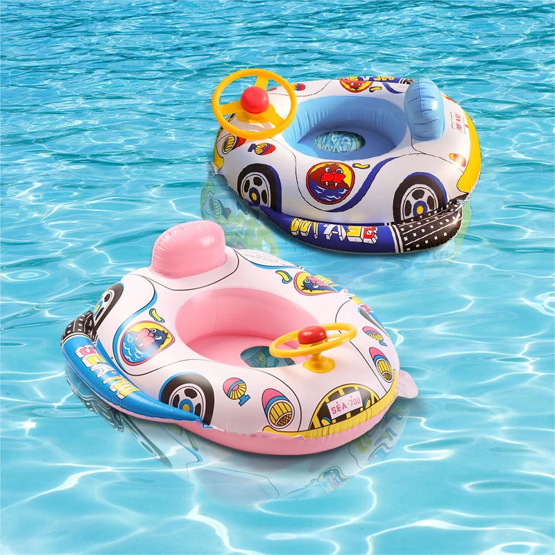 Toddler Swim Circle Baby Swimming Seat Ring Inflatable Toys with Floating Sun Shade, Pool, Bathtub & Summer Beach Party