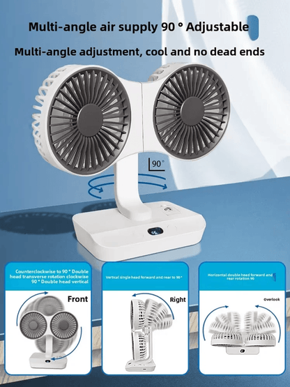 Double Head Desktop Fan With Rechargeable Battery 4 Speed Portable Cooling Fan 2