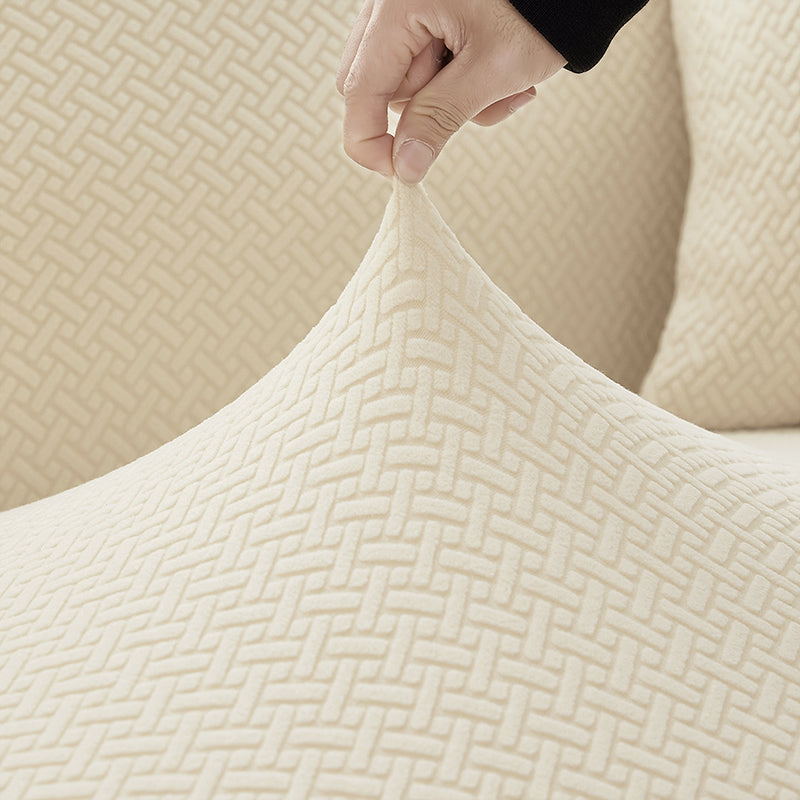 Jacquard Elastic Sofa Cover For Living Room Stretch Polar Fleece Slipcover For LShaped Sofas  Armch 2