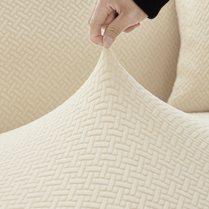 Jacquard Elastic Sofa Cover For Living Room Stretch Polar Fleece Slipcover For LShaped Sofas  Armch 2