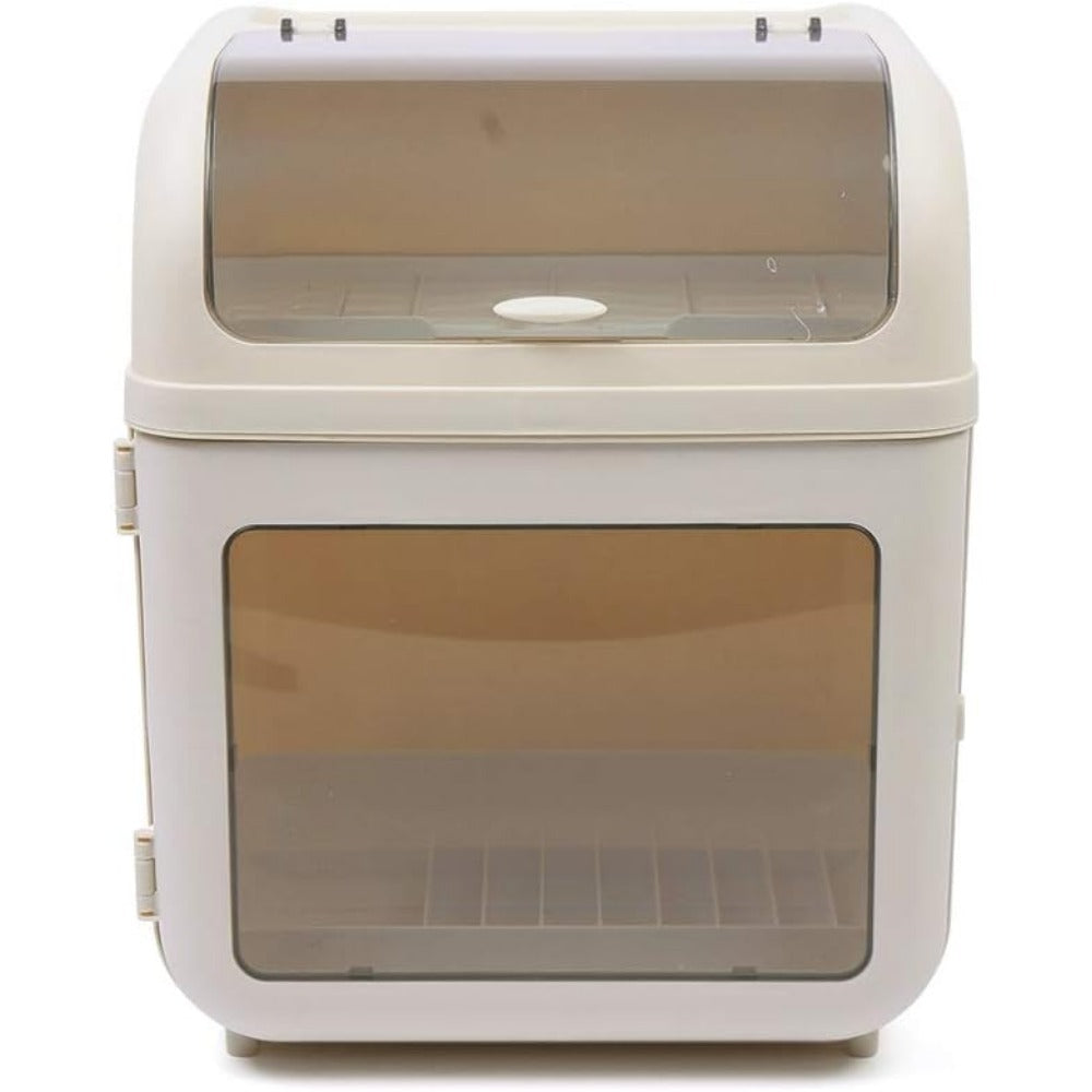 2 Tier Multi-Functional Dish Drying Rack and Drainer Board, Countertop Organizer with Lid, PP Plastic Build, Removable