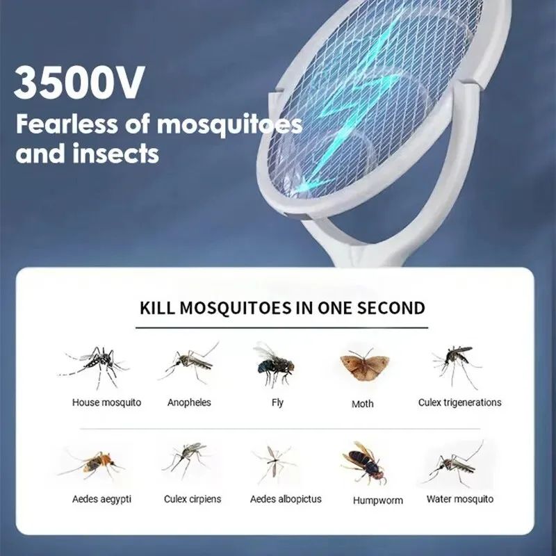 Electric Mosquito Swatter Fast Charging Racket Kill Fly Bug Lamp With Safety Insulated Battery  ABS 1