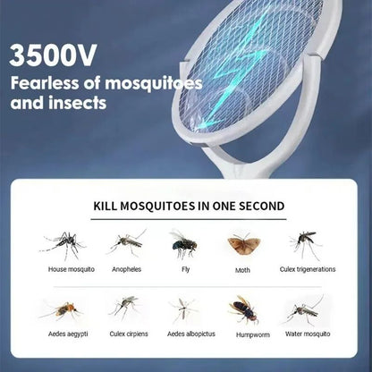 Electric Mosquito Swatter Fast Charging Racket Kill Fly Bug Lamp With Safety Insulated Battery  ABS 1