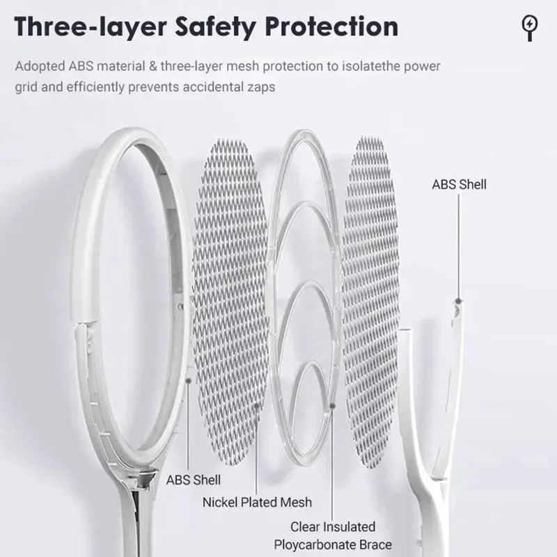 Electric Mosquito Swatter Fast Charging Racket Kill Fly Bug Lamp With Safety Insulated Battery  ABS 2