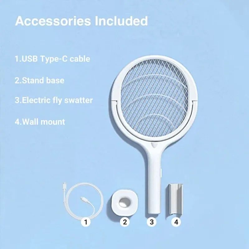Electric Mosquito Swatter Fast Charging Racket Kill Fly Bug Lamp With Safety Insulated Battery  ABS 3