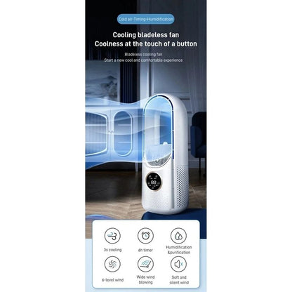 Portable USB Air Cooler Leafless Electric Fan Speed Silent Timer Air Conditioner Cooling Fan  Humid 1