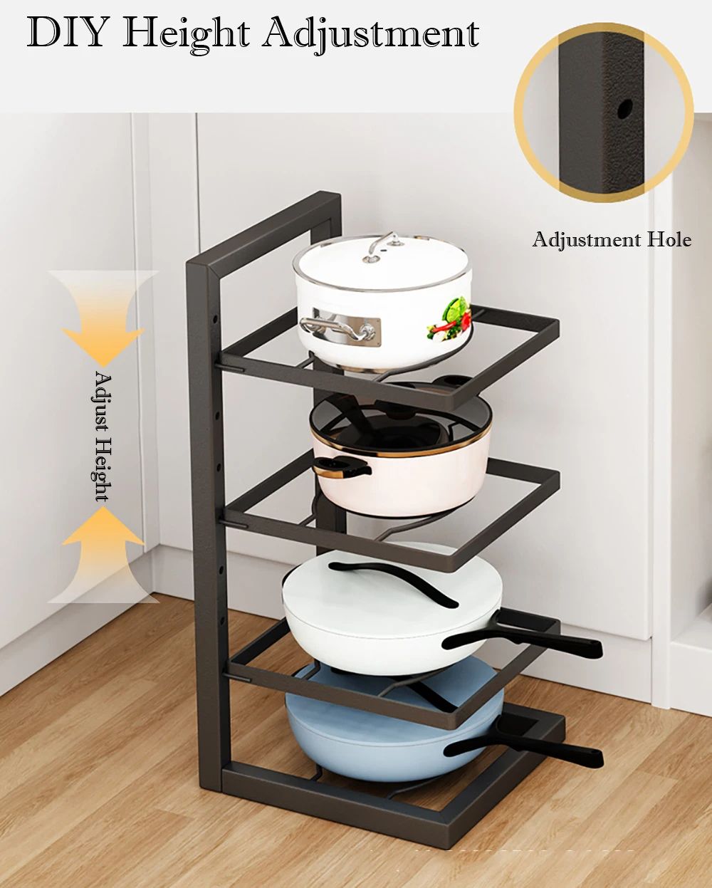 Adjustable Pot Rack Organizer 5Tier Kitchen Stainless Steel Pot Storage Rack MultiLayer Household P 3