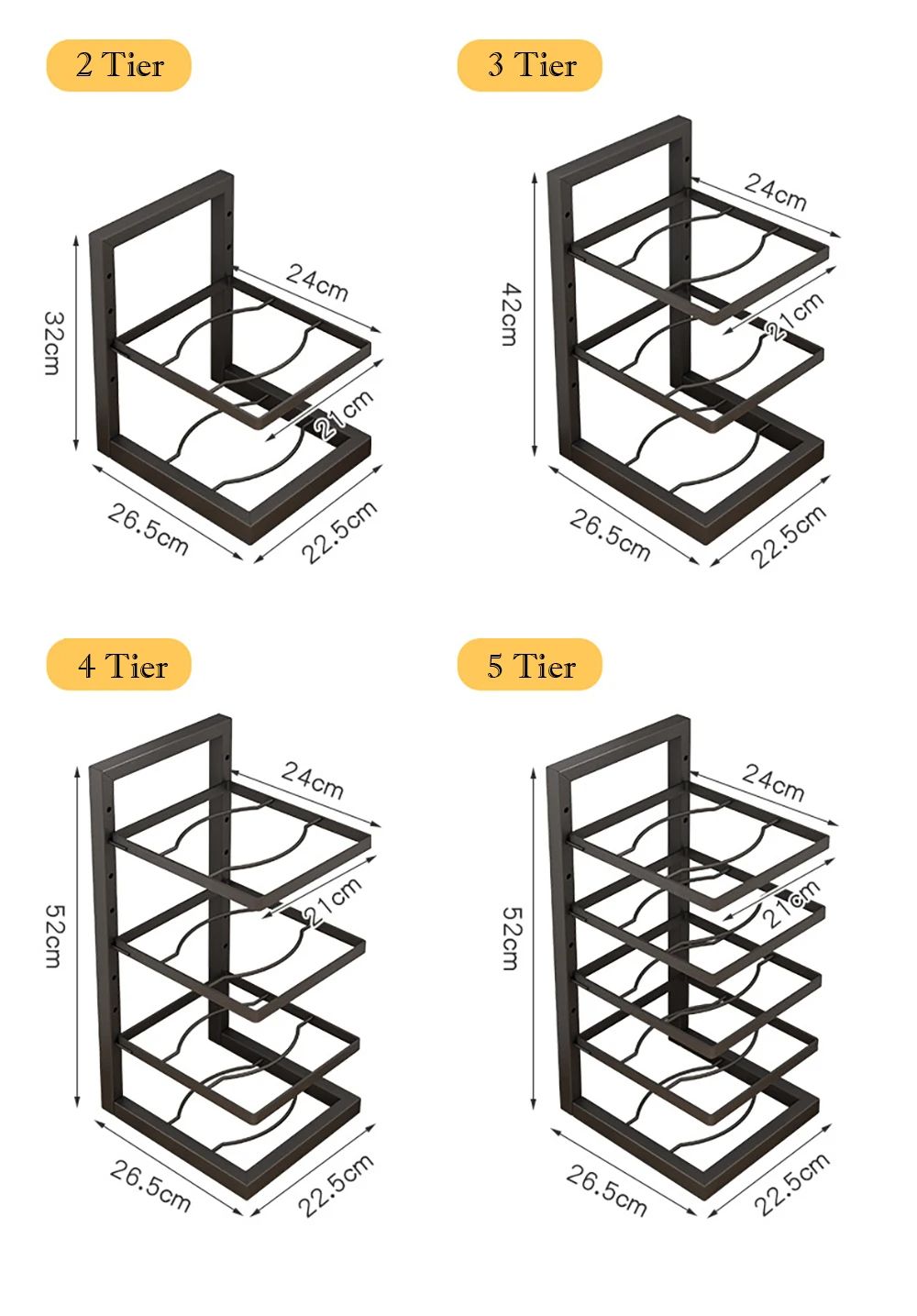 Adjustable Pot Rack Organizer 5Tier Kitchen Stainless Steel Pot Storage Rack MultiLayer Household P 5