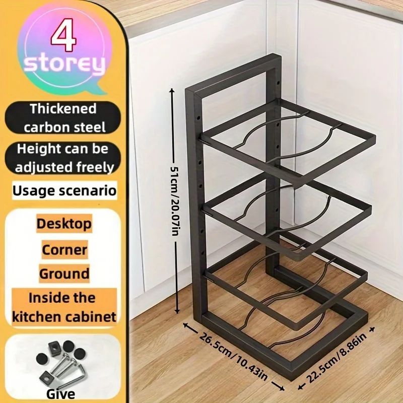 Adjustable Pot Rack Organizer 5Tier Kitchen Stainless Steel Pot Storage Rack MultiLayer Household P 9