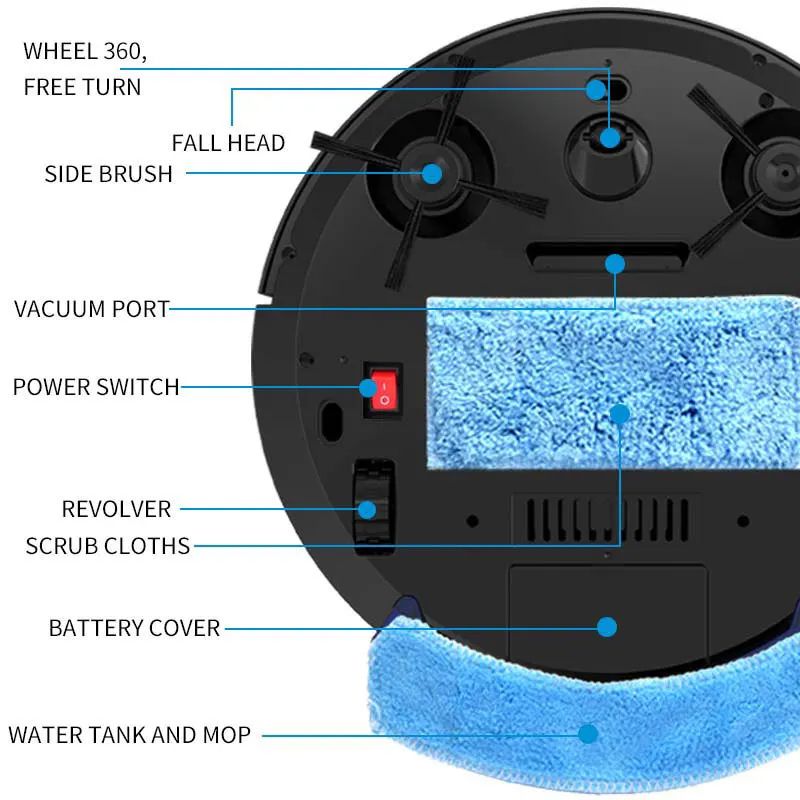 New Wireless Smart Vacuum Cleaner Robot 2800PA App Control For Wet And Dry Floor Sweep With Super Q