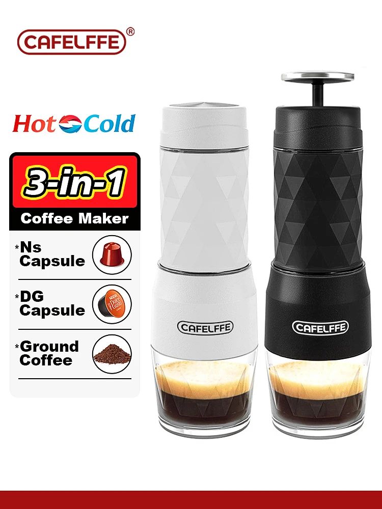 Cafelffe Portable Coffee Machine HotCold Water Manual Espresso Maker For Capsule  Ground Hand Press 1