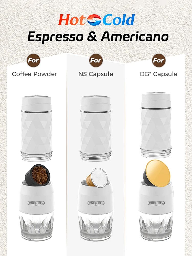 Cafelffe Portable Coffee Machine HotCold Water Manual Espresso Maker For Capsule  Ground Hand Press 6