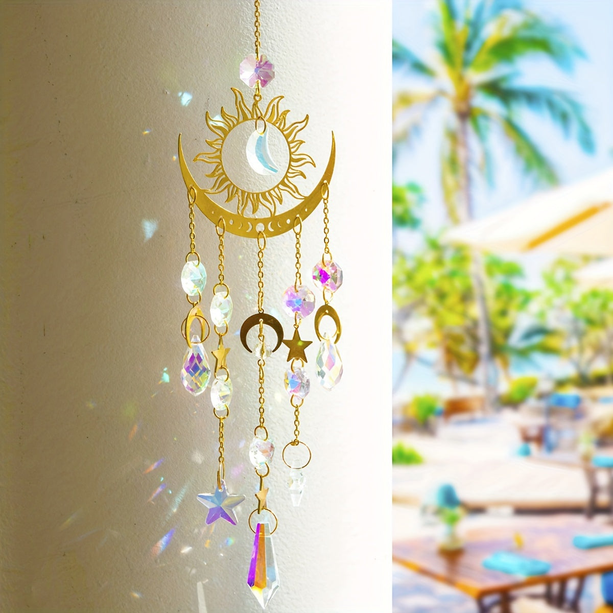 Garden Decoration Star Moon Wind Chime Pendant, Exclusive Cross Border Crafts Hanging Ornament Sun Catcher