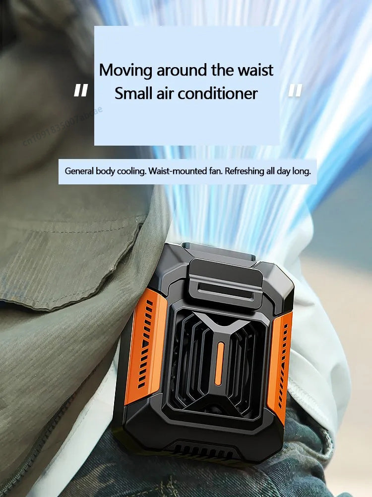 Belt Clip Fan with Portable Power Bank & Flashlight, Wearable Neck Fan for Camping, Hiking & Outdoor Activities