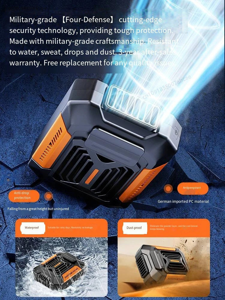 Belt Clip Fan with Portable Power Bank & Flashlight, Wearable Neck Fan for Camping, Hiking & Outdoor Activities