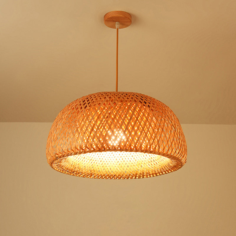 Hand Knitted Chinese Style Bamboo Pendant Lamp, Weaving Hanging Lamps for Restaurant & Boho Home Decor Lighting