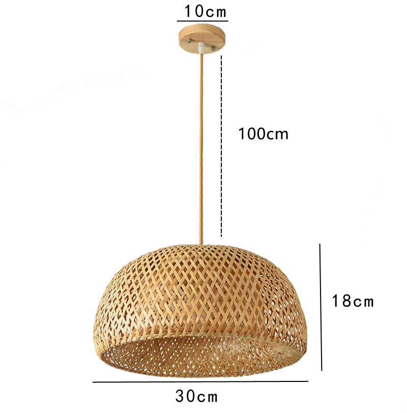 Hand Knitted Chinese Style Bamboo Pendant Lamp, Weaving Hanging Lamps for Restaurant & Boho Home Decor Lighting