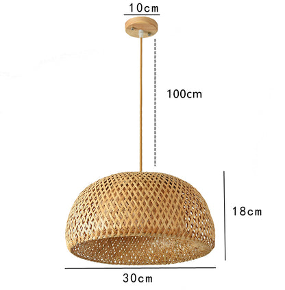 Hand Knitted Chinese Style Bamboo Pendant Lamp, Weaving Hanging Lamps for Restaurant & Boho Home Decor Lighting