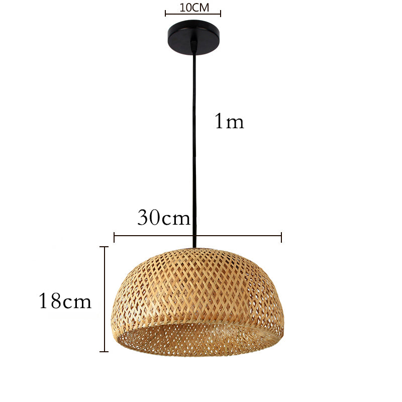 Hand Knitted Chinese Style Bamboo Pendant Lamp, Weaving Hanging Lamps for Restaurant & Boho Home Decor Lighting