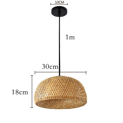 Hand Knitted Chinese Style Bamboo Pendant Lamp, Weaving Hanging Lamps for Restaurant & Boho Home Decor Lighting