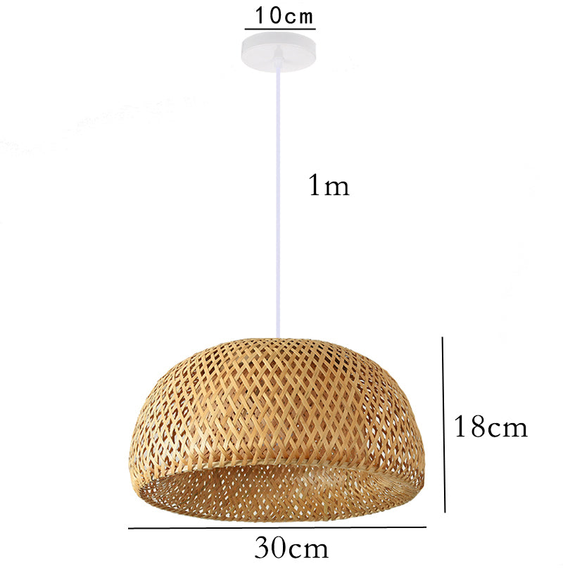 Hand Knitted Chinese Style Bamboo Pendant Lamp, Weaving Hanging Lamps for Restaurant & Boho Home Decor Lighting