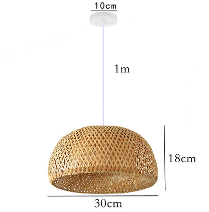 Hand Knitted Chinese Style Bamboo Pendant Lamp, Weaving Hanging Lamps for Restaurant & Boho Home Decor Lighting
