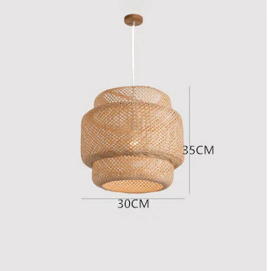 Hand Knitted Chinese Style Bamboo Pendant Lamp, Weaving Hanging Lamps for Restaurant & Boho Home Decor Lighting