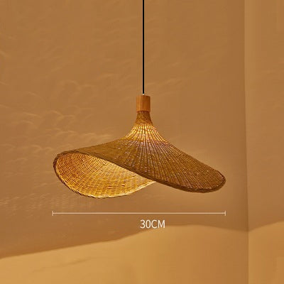 Hand Knitted Chinese Style Bamboo Pendant Lamp, Weaving Hanging Lamps for Restaurant & Boho Home Decor Lighting