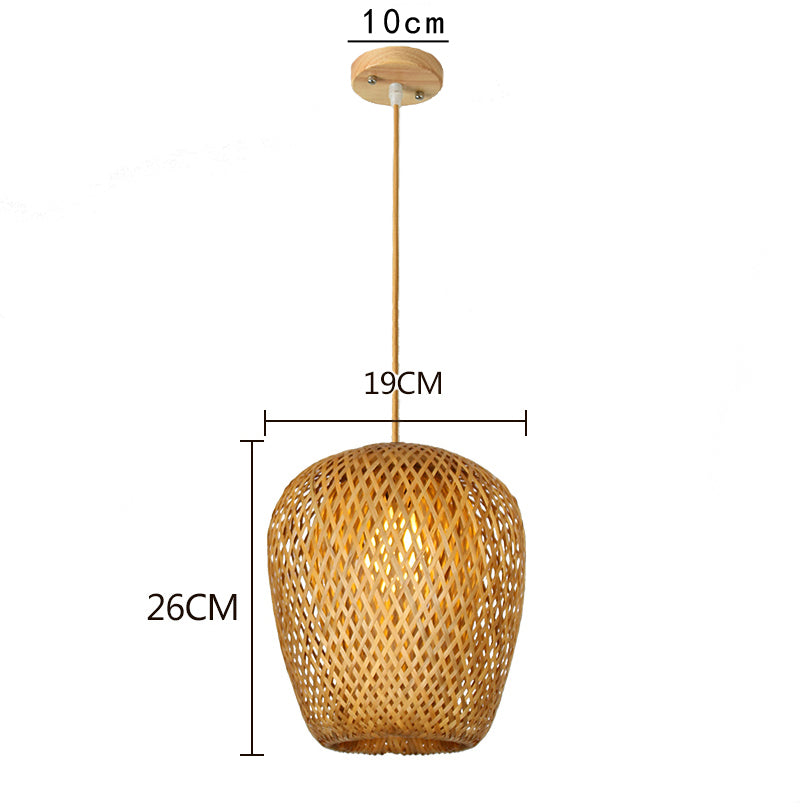 Hand Knitted Chinese Style Bamboo Pendant Lamp, Weaving Hanging Lamps for Restaurant & Boho Home Decor Lighting