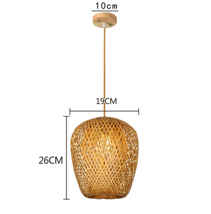 Hand Knitted Chinese Style Bamboo Pendant Lamp, Weaving Hanging Lamps for Restaurant & Boho Home Decor Lighting