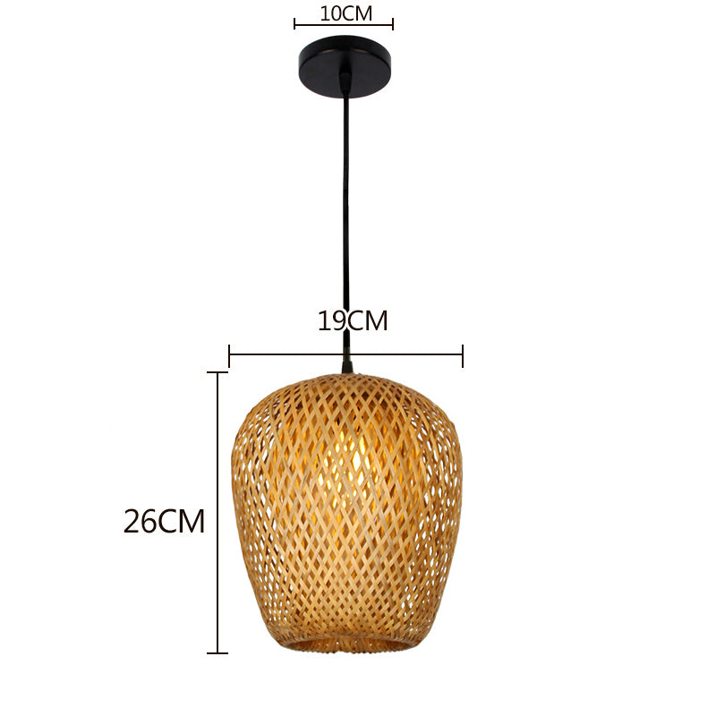 Hand Knitted Chinese Style Bamboo Pendant Lamp, Weaving Hanging Lamps for Restaurant & Boho Home Decor Lighting