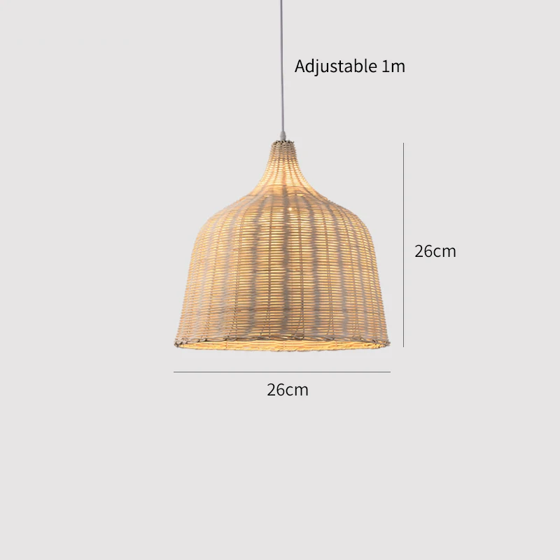 Hand Knitted Chinese Style Bamboo Pendant Lamp, Weaving Hanging Lamps for Restaurant & Boho Home Decor Lighting