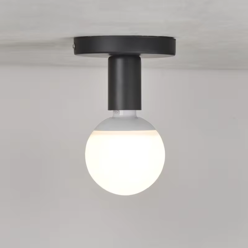 Modern Nordic Retro Iron E27 Lamp Holder - Black/White Wall or Ceiling Light for Living Room, Bedroom, Bathroom Decor