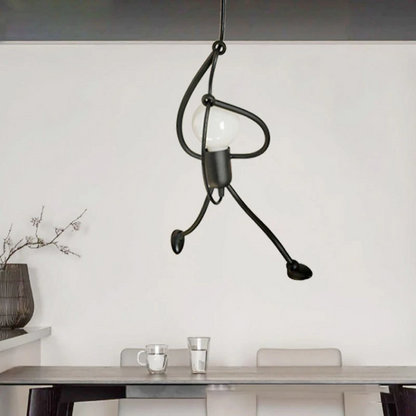Vintage Iron Little Man Modern Arts Chandelier, Creative LED Ceiling Lamp for Home, Living Room, Children Bedroom Decor