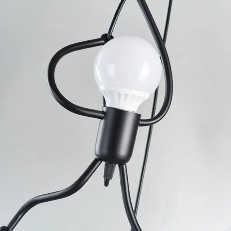 Vintage Iron Little Man Modern Arts Chandelier, Creative LED Ceiling Lamp for Home, Living Room, Children Bedroom Decor