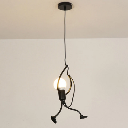 Vintage Iron Little Man Modern Arts Chandelier, Creative LED Ceiling Lamp for Home, Living Room, Children Bedroom Decor